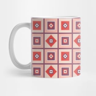 Violet and Red Geometric Checkered Pattern Mug